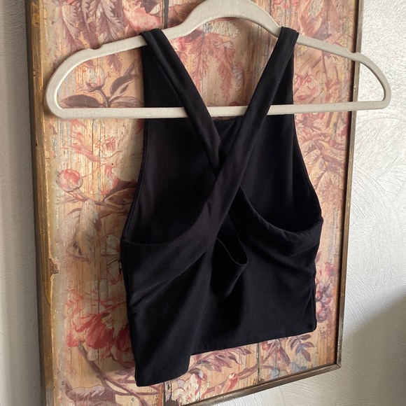 ABERCROMBIE & FITCH CROP TOP CROSS BACK TANK TOP BLACK XS - Picture 12 of 16